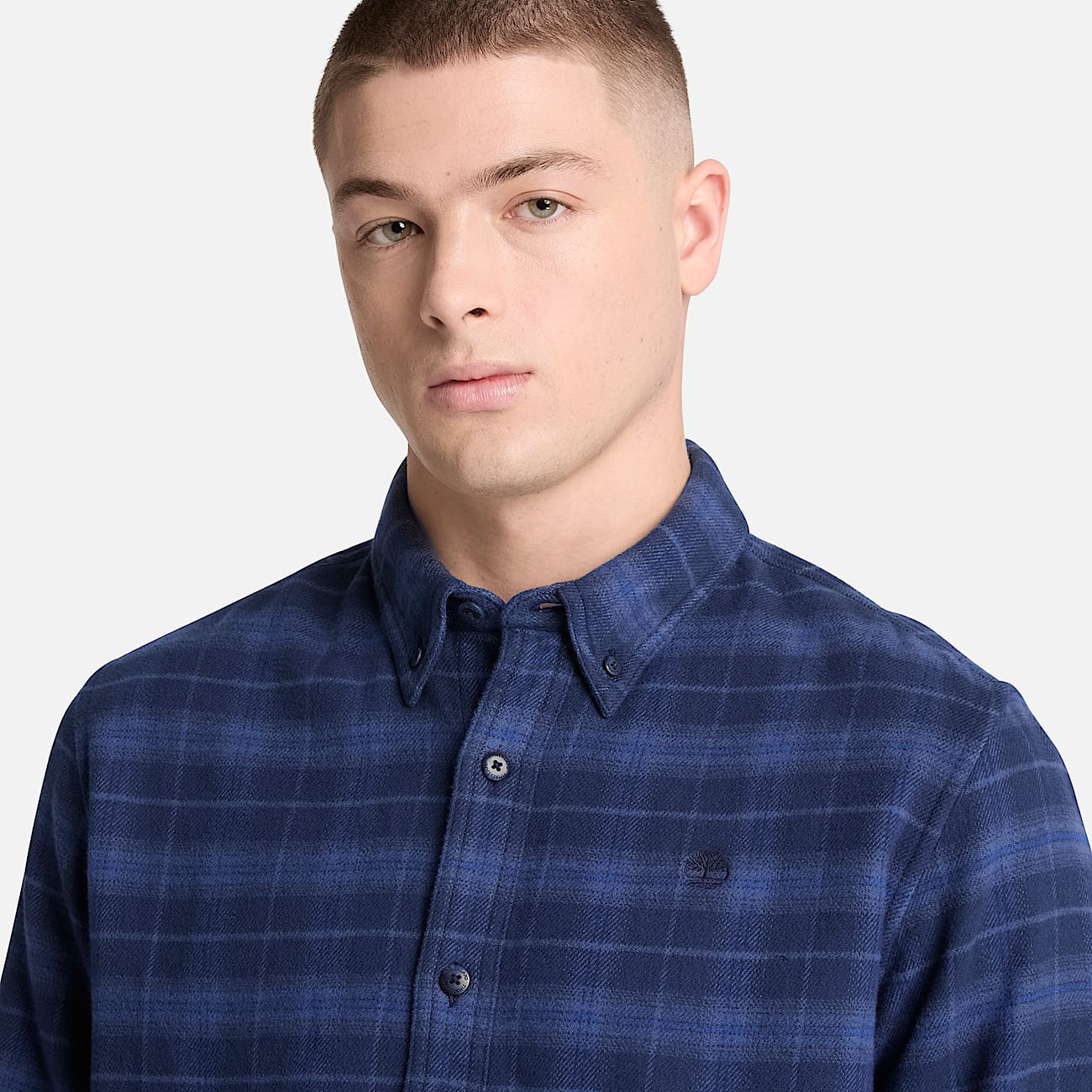 Chemise classique en flanelle  carreaux pour homme en bleu fonc TBL bleu ALT3