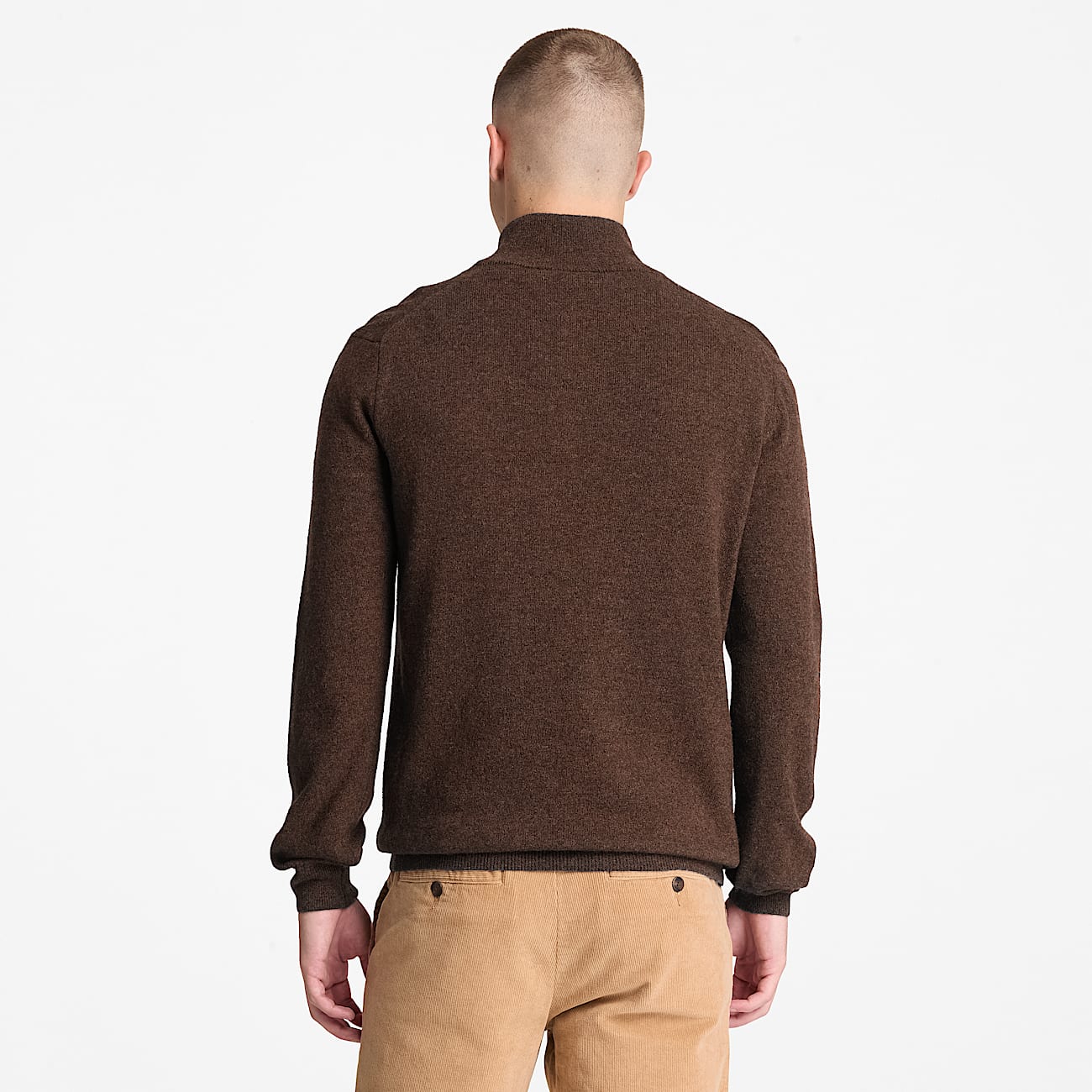 サリール206 ブラウン Jersey de lana con cremallera de un cuarto Jaffrey para hombre en