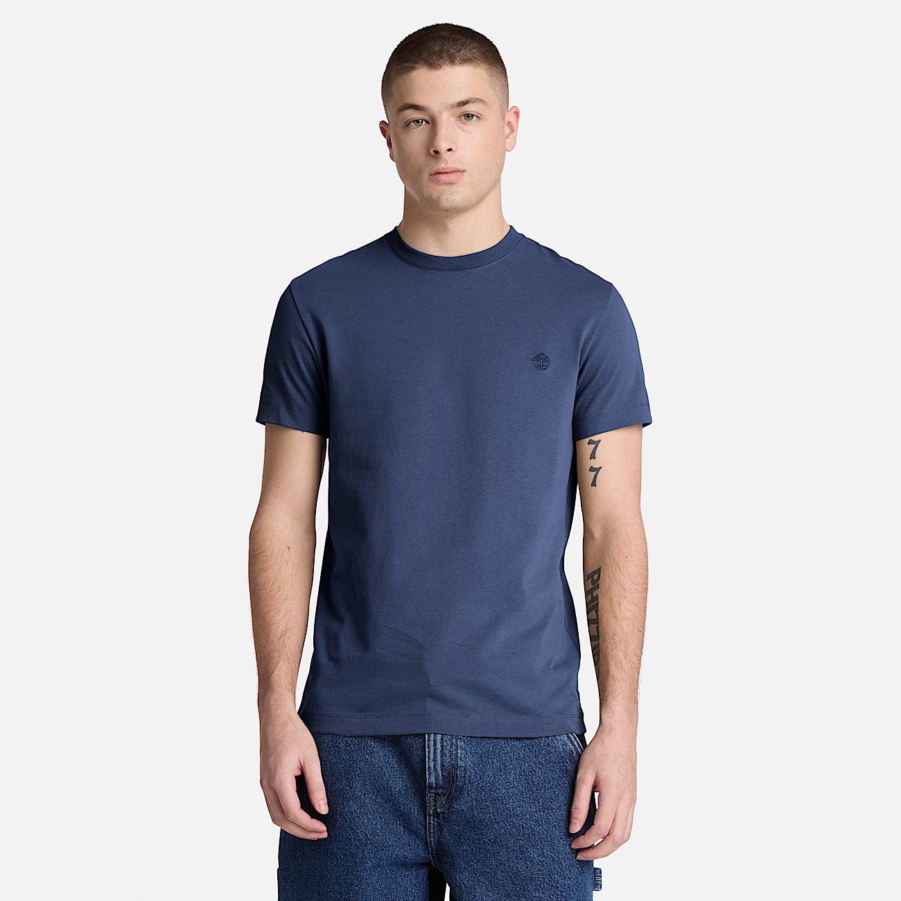 Dunstan River Slim ShortSleeve TShirt for Men in Dark Blue TBL Blue ALT1
