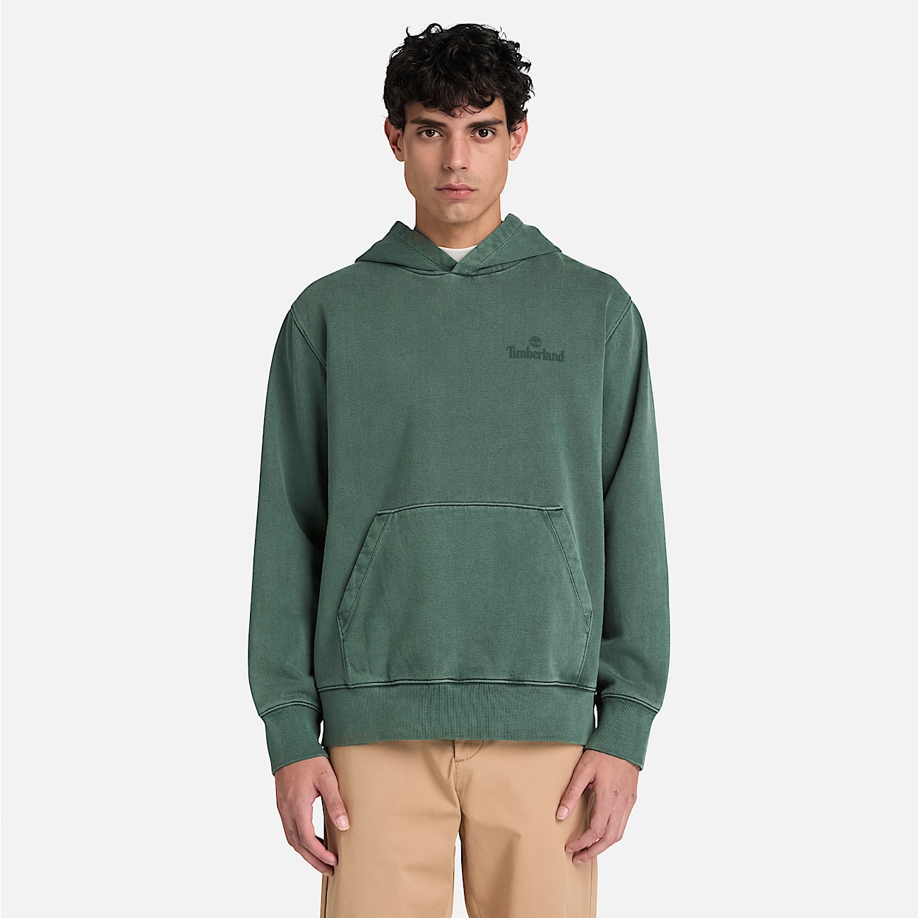 South Cabot Garment Dye Hoodie for Men in Dark Green TBL Green ALT1