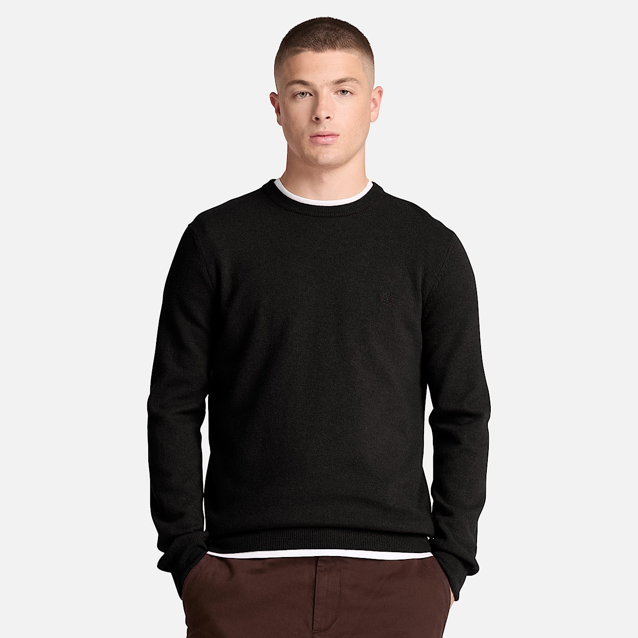 Cohas Brook Pullover mit Rundhalsausschnitt aus Merinowolle fr Herren in Schwarz TBL Schwarz ALT1