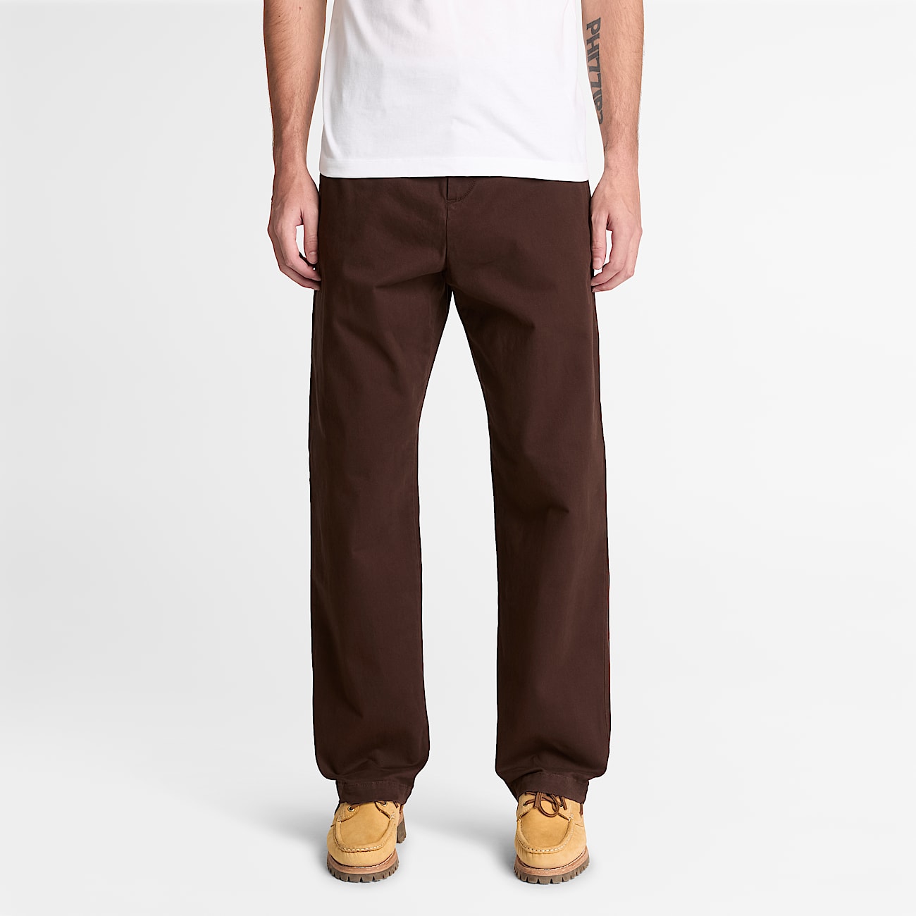 Peached Heavy Twill Chino Trouser for Men in Dark Brown TBL Brown ALT1