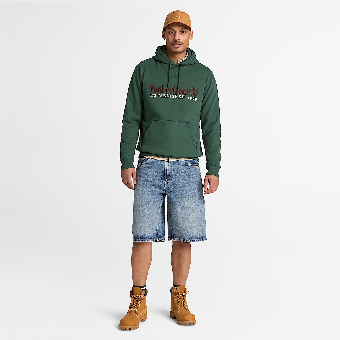 Established 1973 Embroidered Logo Hoodie for Men in Dark Green TBL Green ALT2