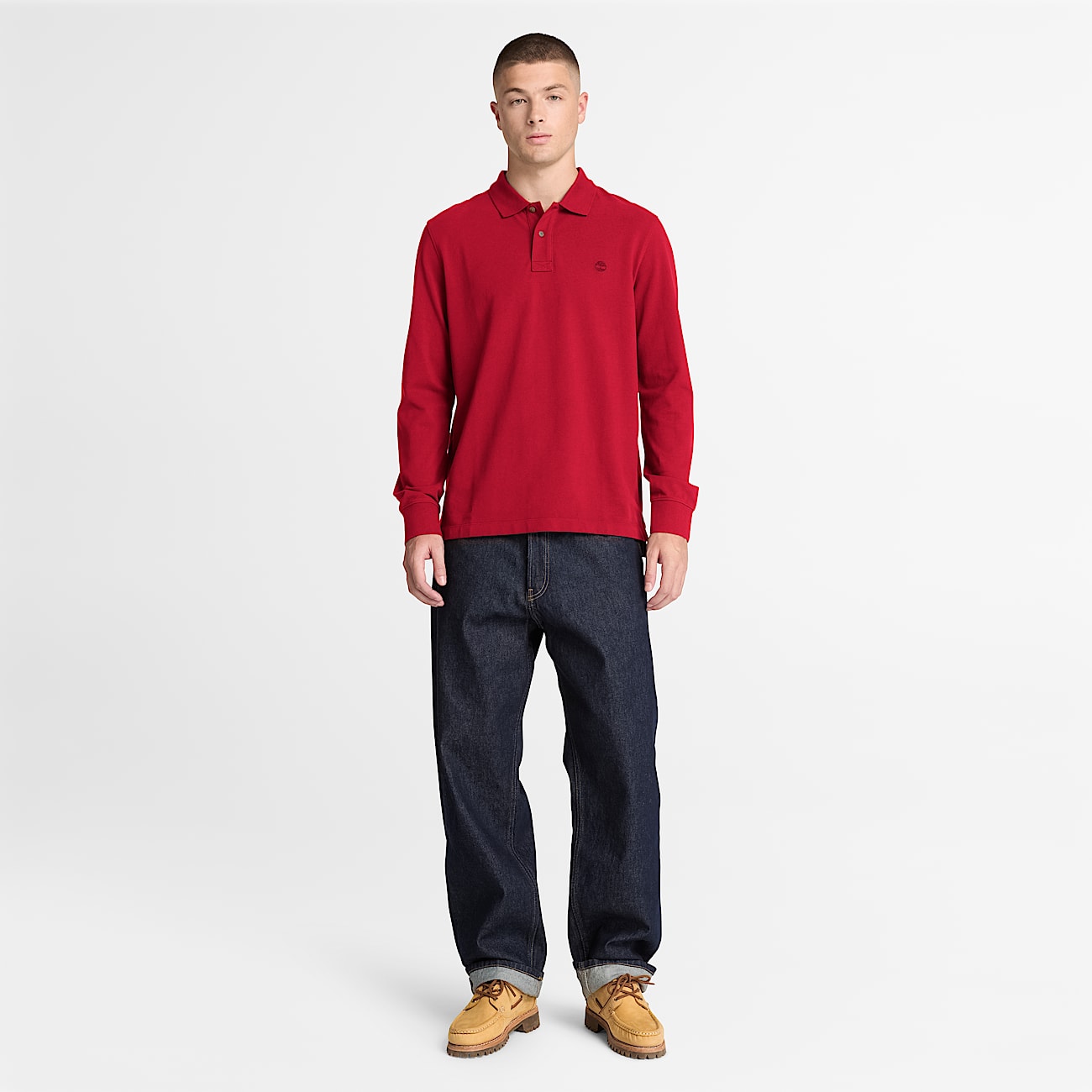 Millers River LongSleeve Polo for Men in Red TBL Red ALT2