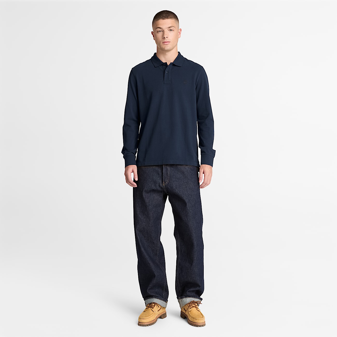 Millers River LongSleeve Polo for Men in Dark Blue TBL Blue ALT2