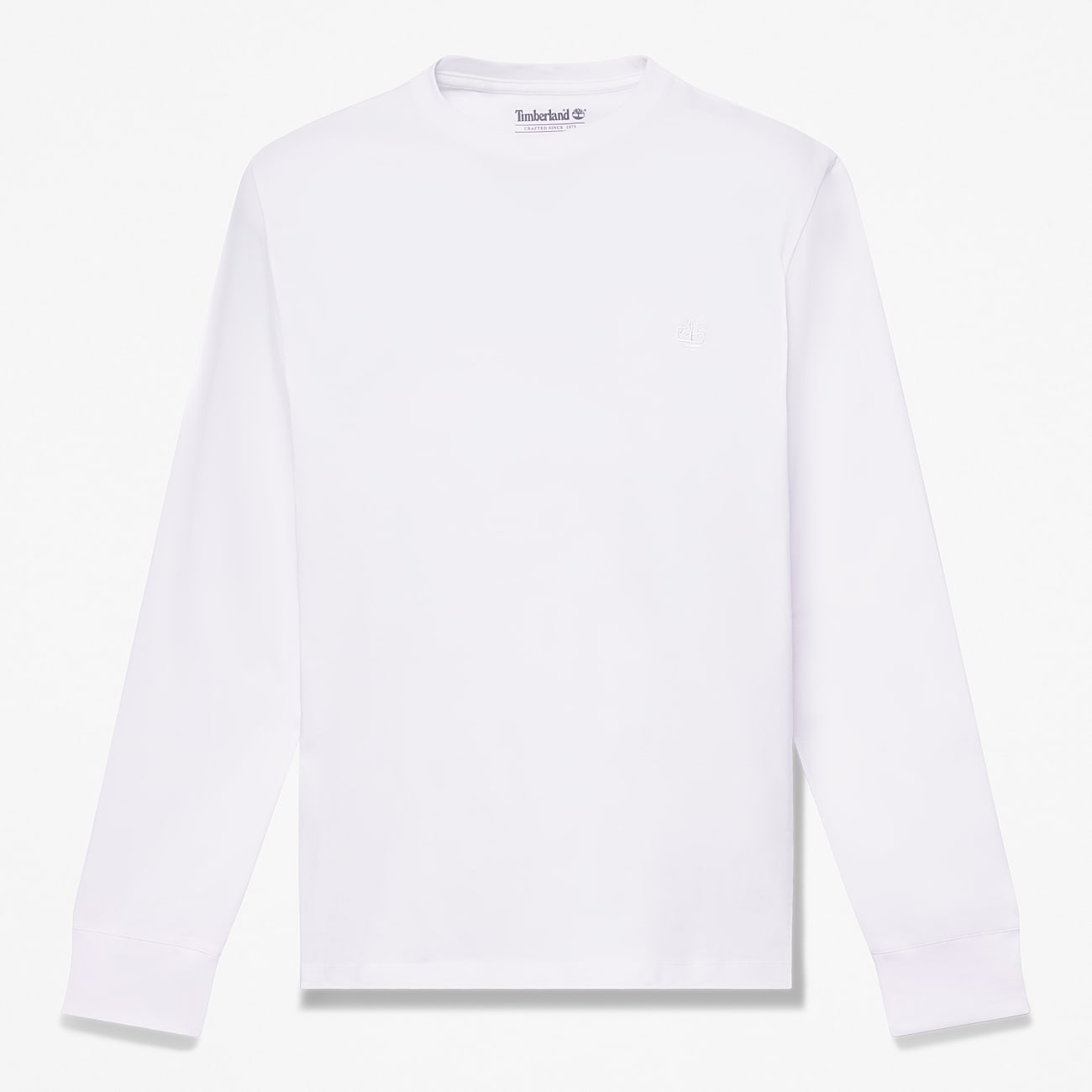 Dunstan River Slim Embroidered LongSleeve TShirt for Men in White TBL White HERO
