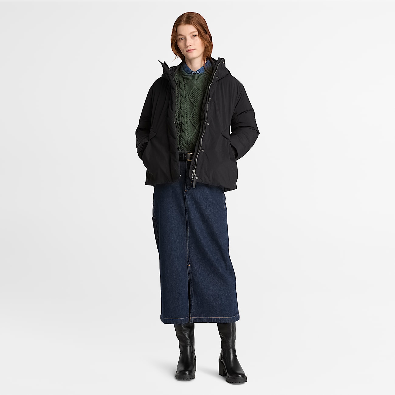 Wasserabweisende DaunenSteppjacke fr Damen in Schwarz TBL Schwarz ALT2