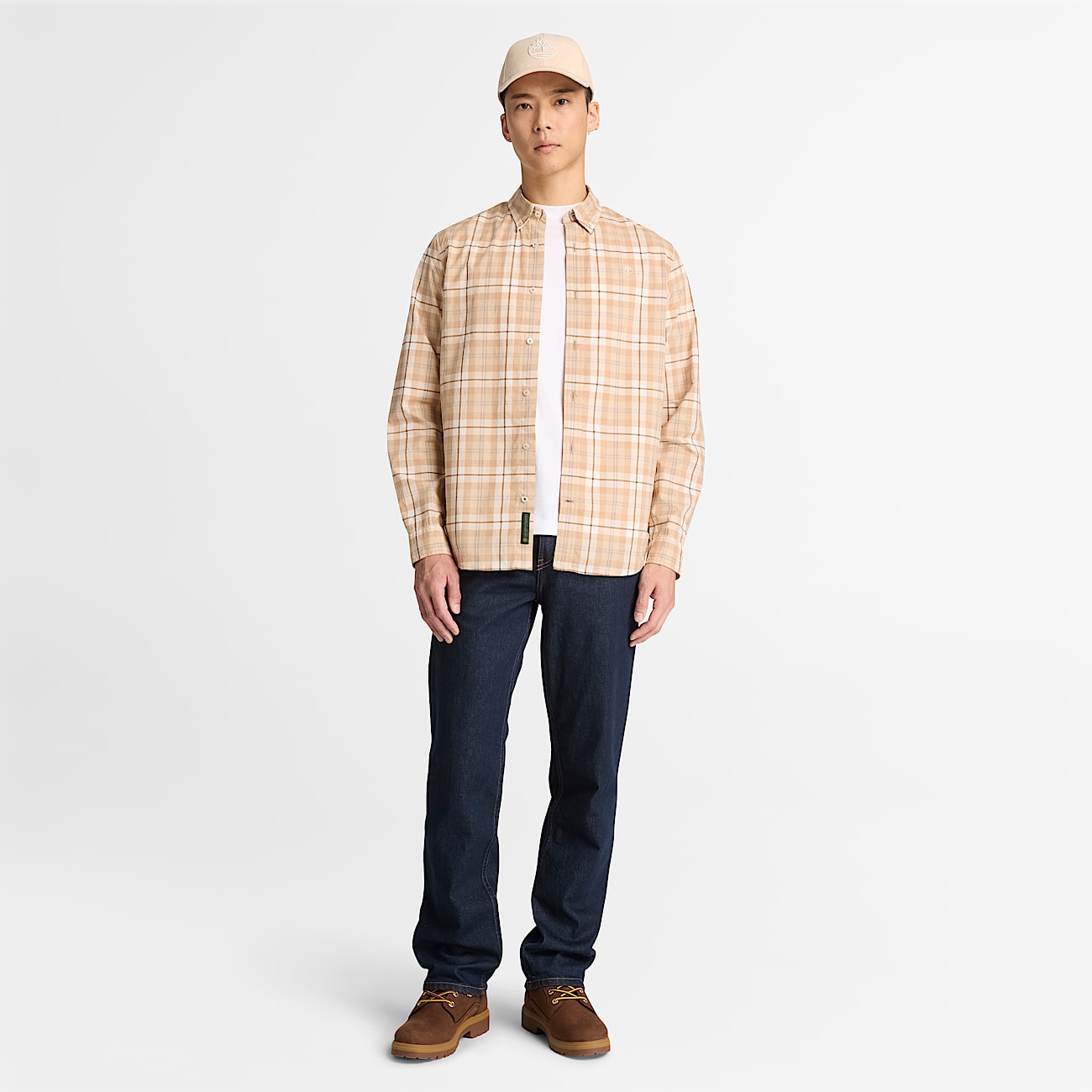 Check Regular Fit Poplin Shirt for Men in Light Brown TBL Brown ALT2