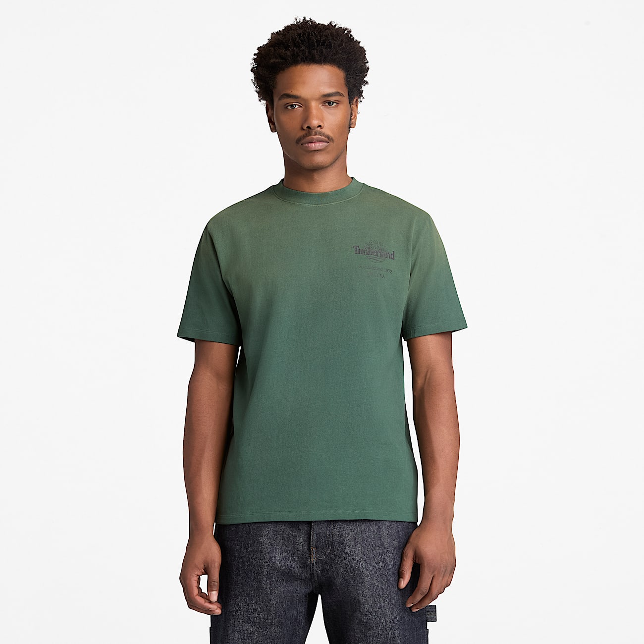 Sunfaded Heavyweight TShirt mit BaumLogo und Grafik fr Herren in Dunkelgrn TBL Grn ALT8