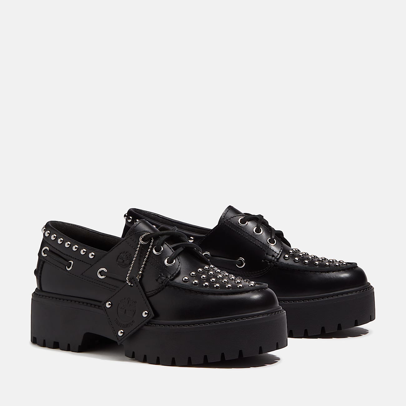 Stone Street Platform Boat Shoe for Women in Black TBL Black ALT4
