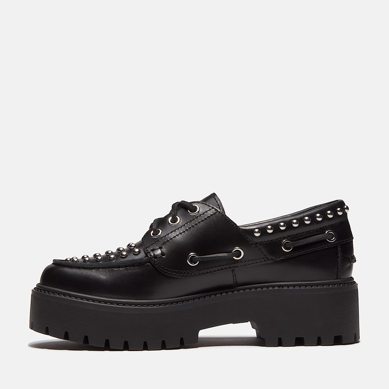 Stone Street Platform Boat Shoe for Women in Black TBL Black ALT6