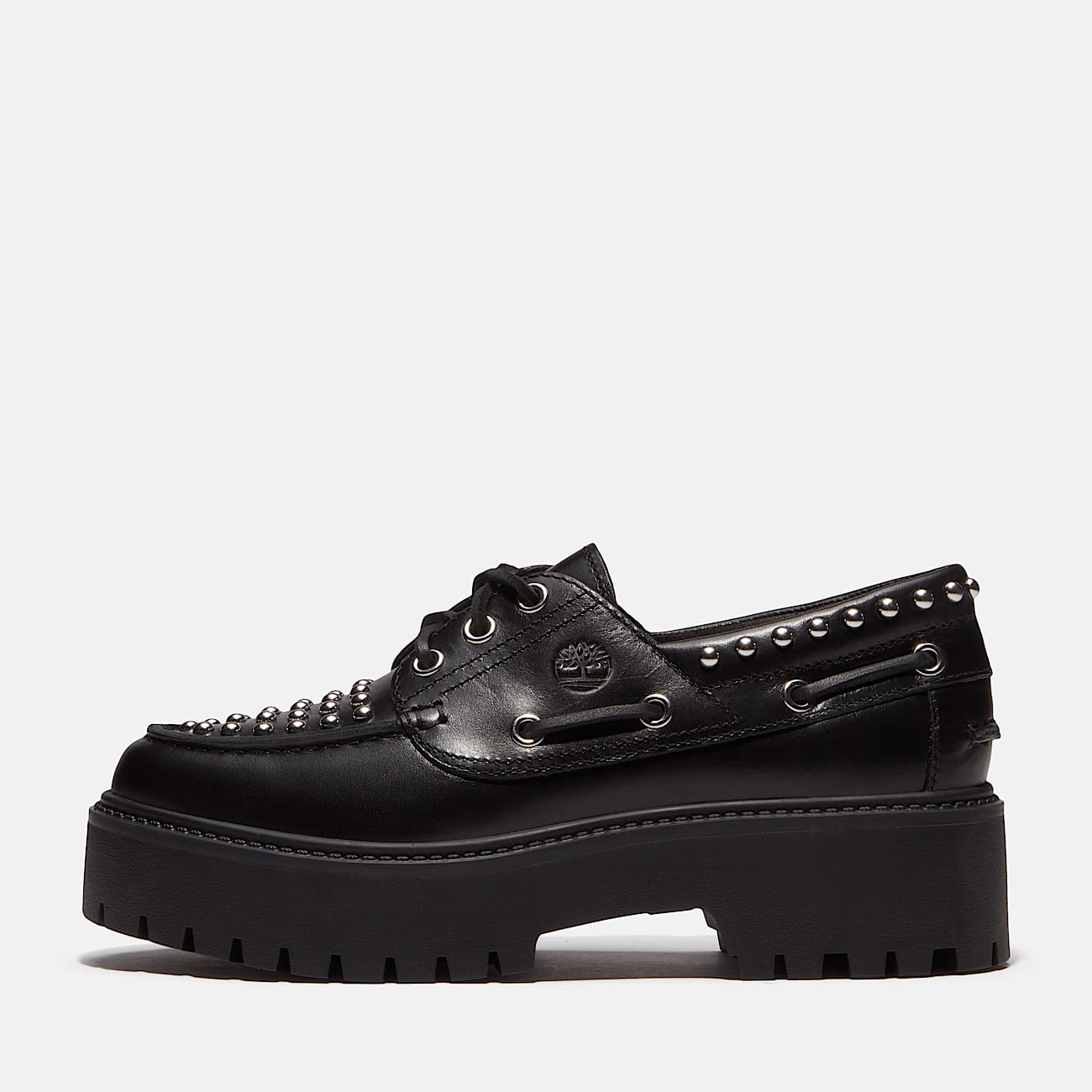Stone Street Platform Boat Shoe for Women in Black TBL Black ALT9