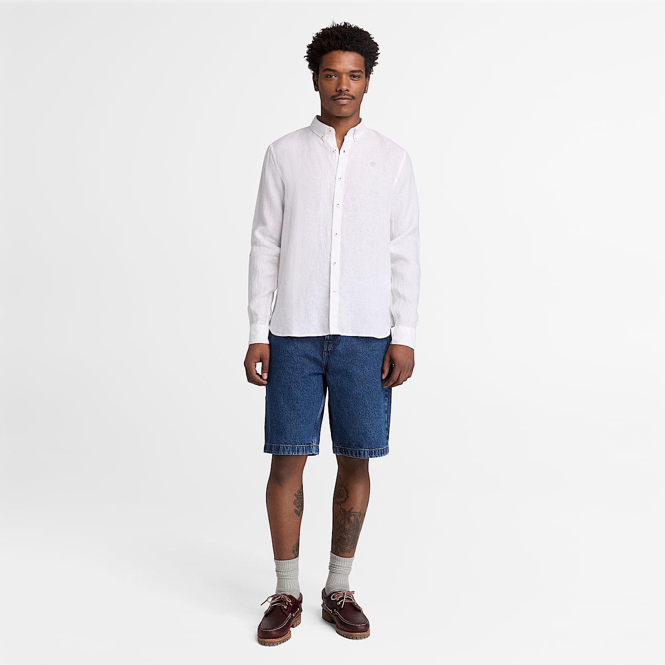 Mill Brook Linen Shirt fr herr i vit TBL Vit ALT2