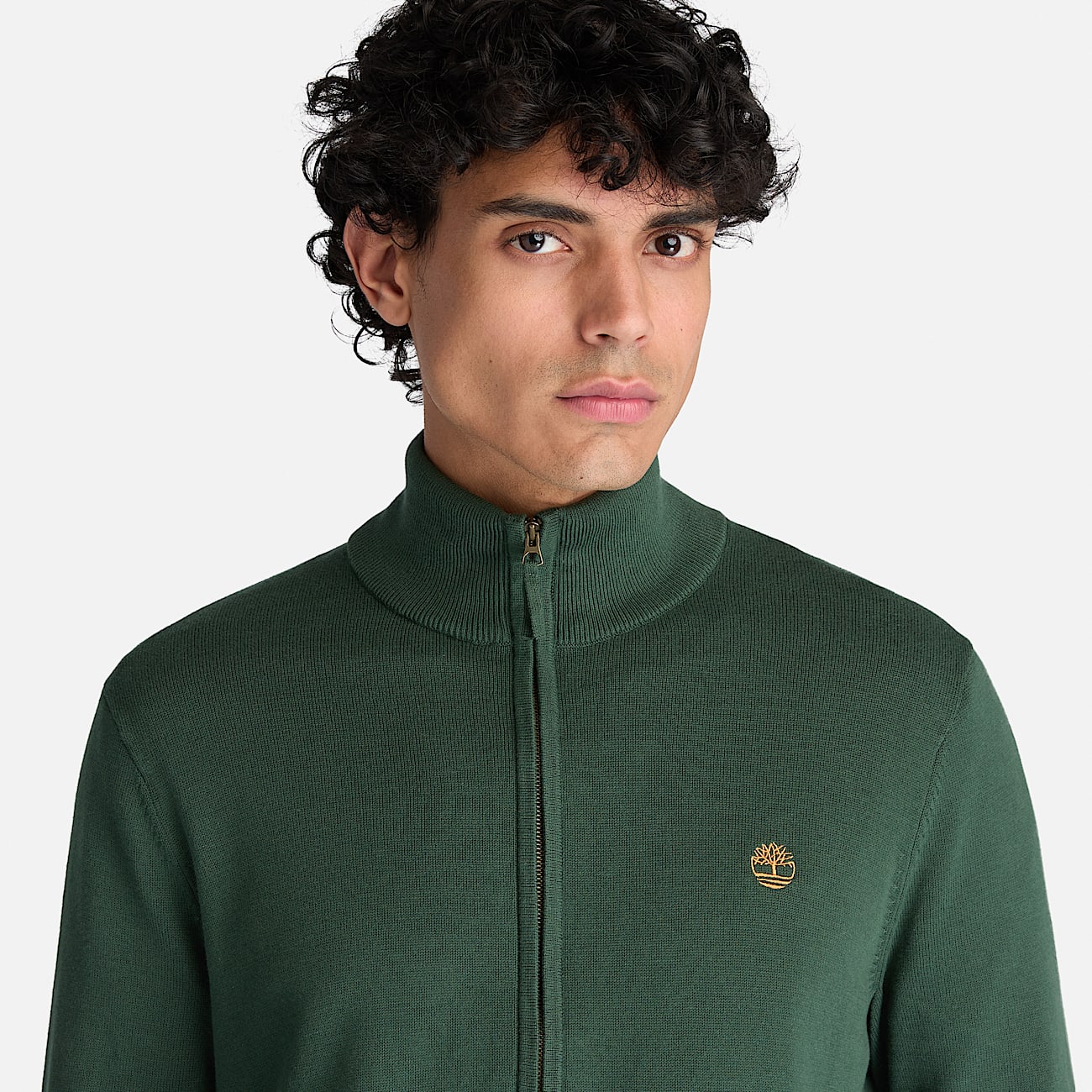 Chaqueta de algodn con cremallera integral Williams River para hombre en verde oscuro TBL verde ALT3