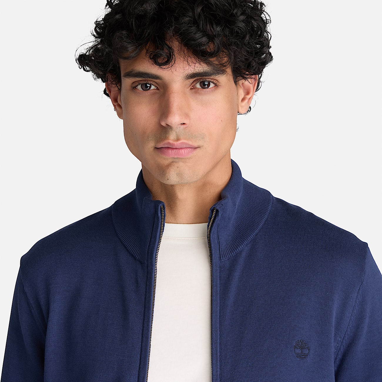 Chaqueta de algodn con cremallera integral Williams River para hombre en azul oscuro TBL azul ALT3