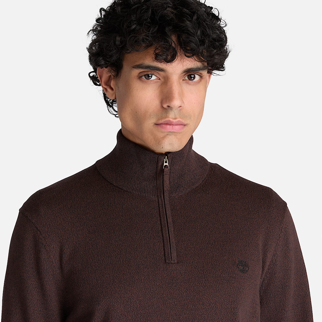 Williams River Cotton QuarterZip Jumper for Men in Dark Brown TBL Brown ALT3