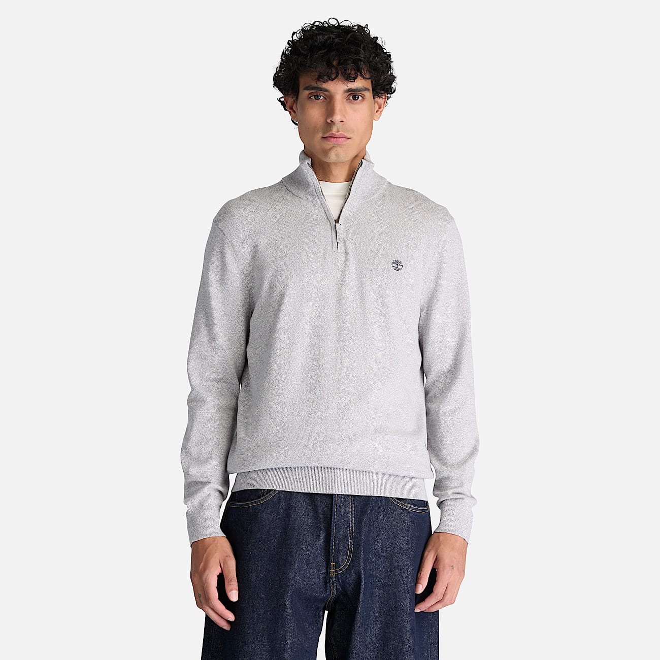 Williams River Cotton QuarterZip Jumper for Men in Grey TBL Grey ALT1
