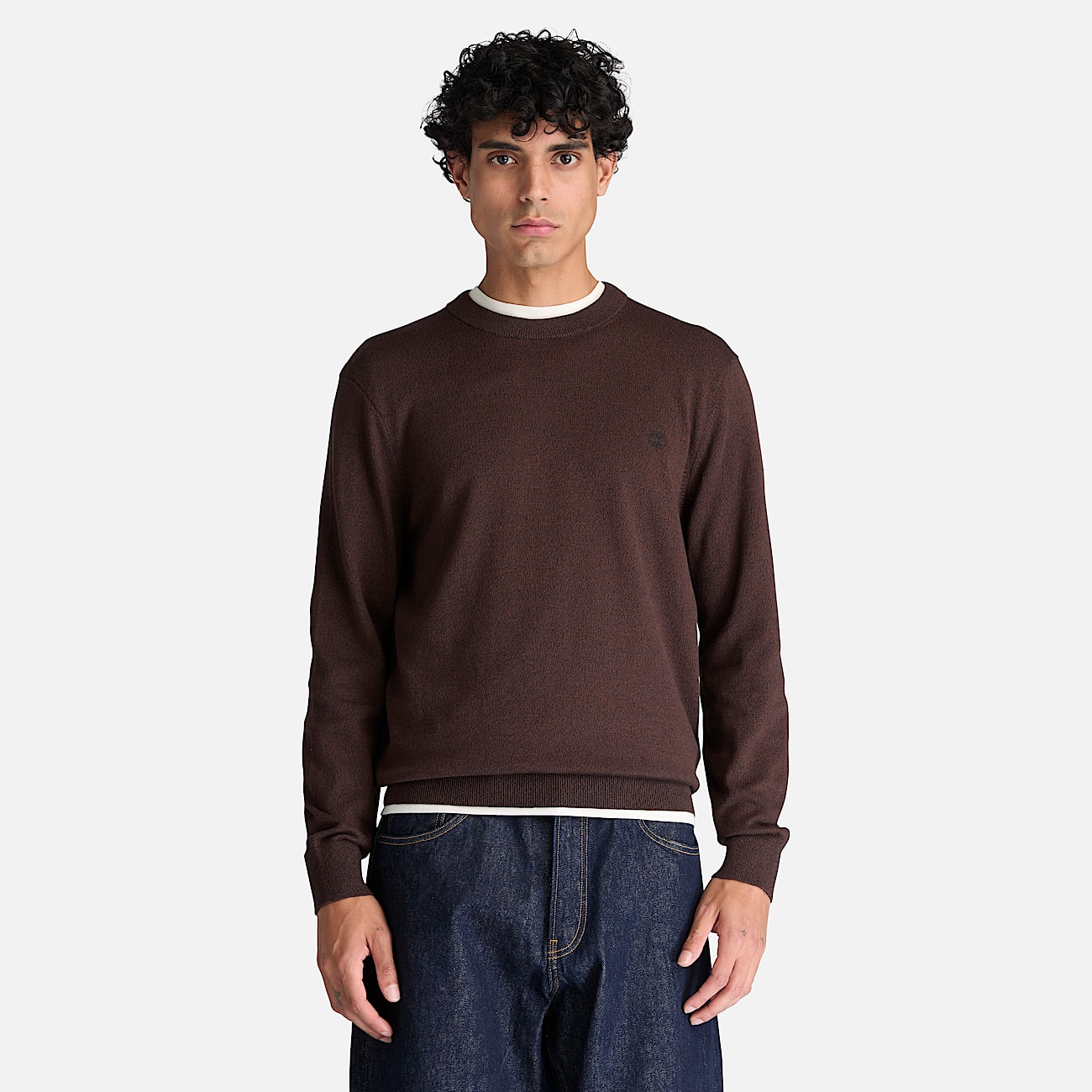 Williams River Cotton Crewneck Jumper for Men in Dark Brown TBL Brown ALT1