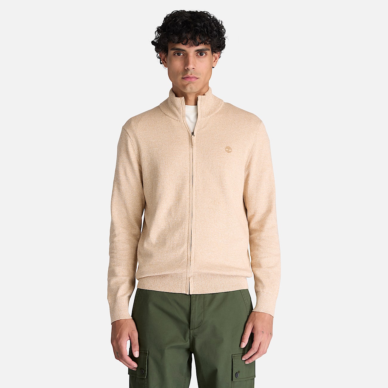 Williams River Cotton FullZip Jumper for Men in Light Beige TBL Beige ALT1