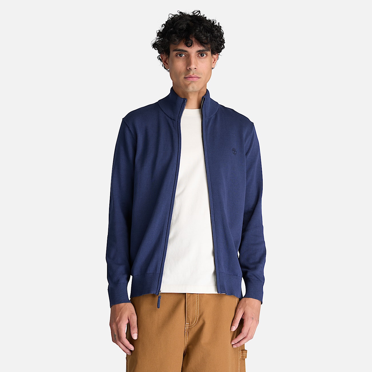 Chaqueta de algodn con cremallera integral Williams River para hombre en azul oscuro TBL azul ALT1