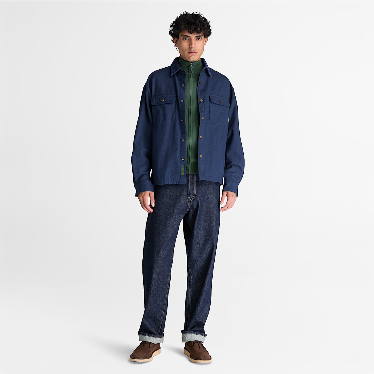 Chaqueta de algodn con cremallera integral Williams River para hombre en verde oscuro TBL verde ALT2