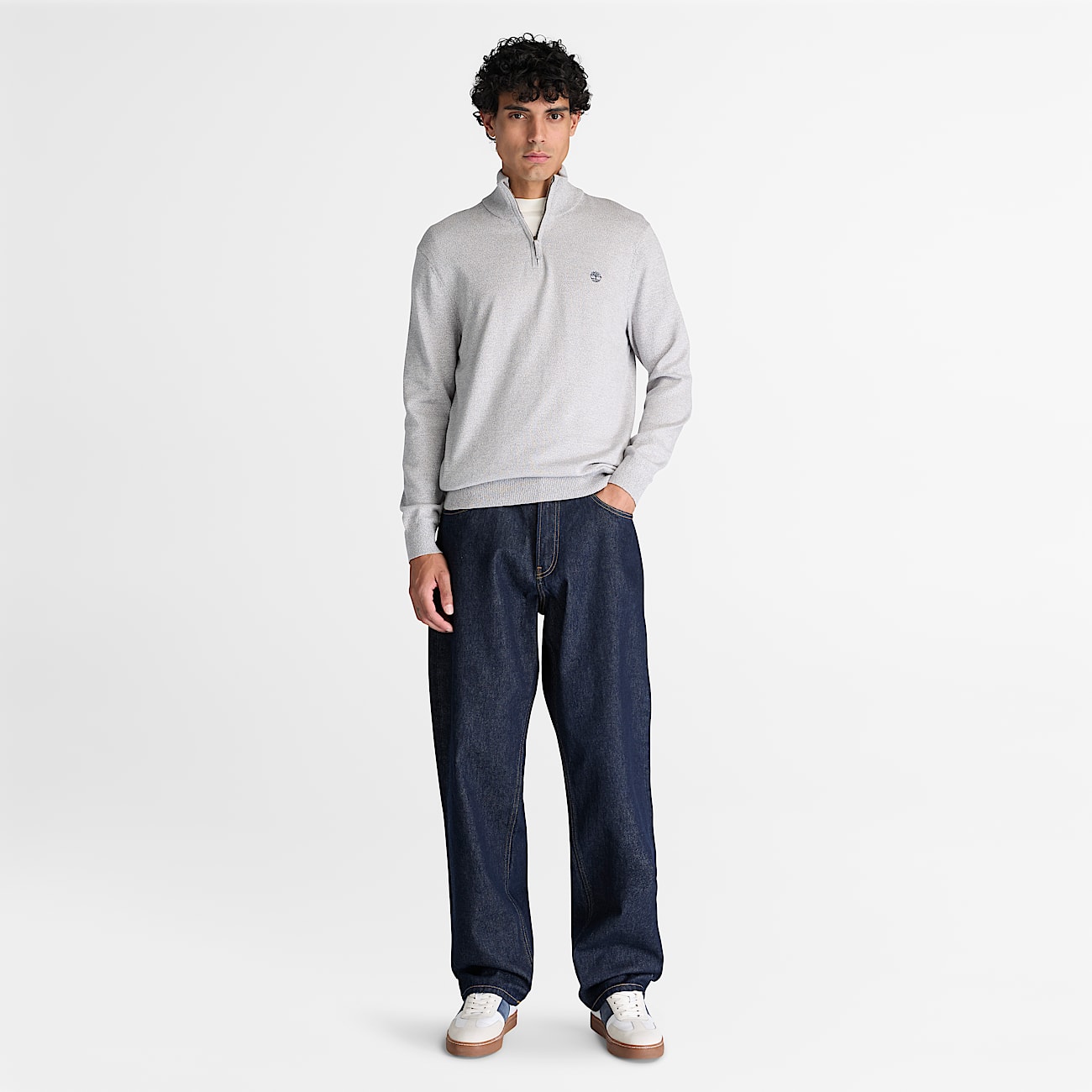 Williams River Cotton QuarterZip Jumper for Men in Grey TBL Grey ALT2