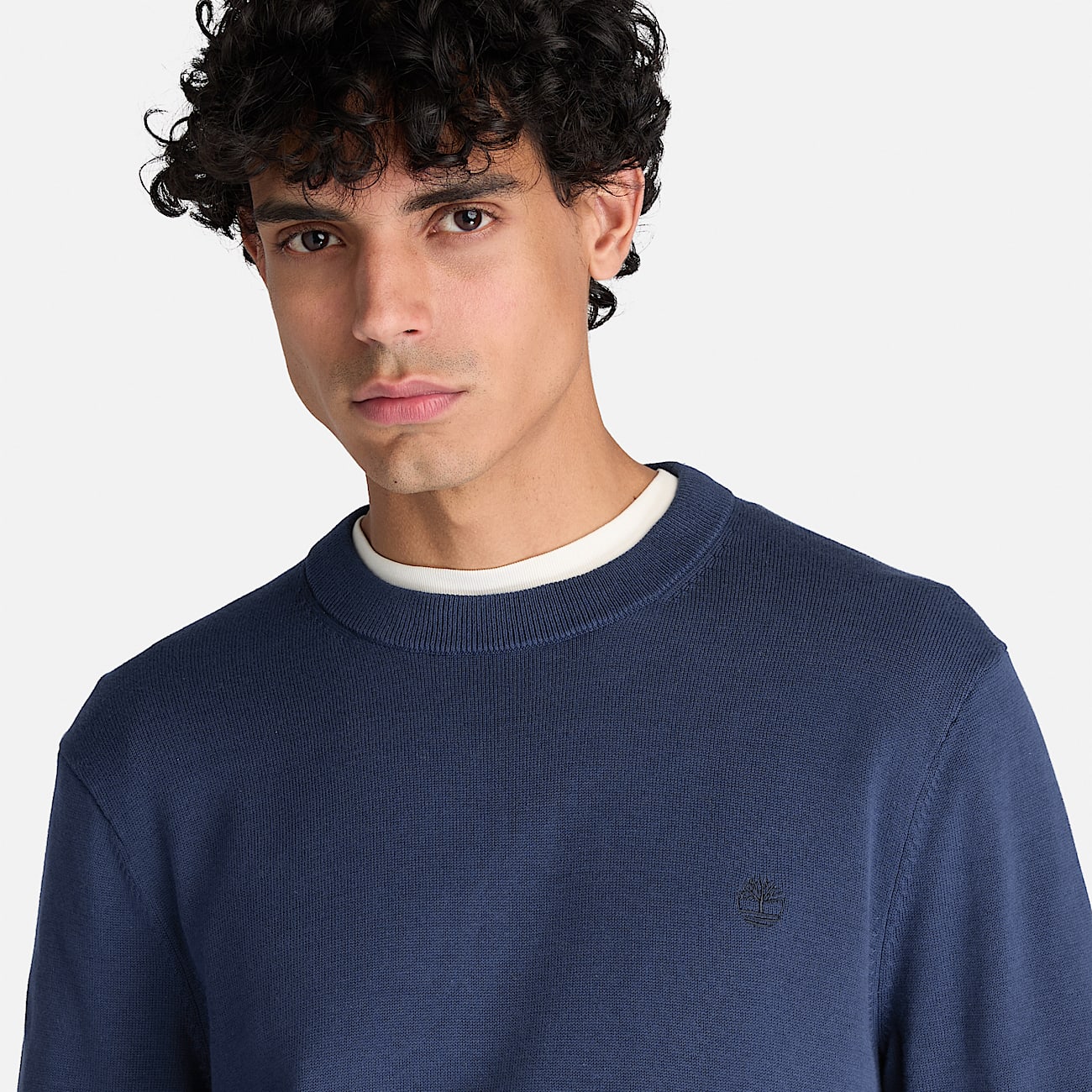 Williams River Cotton Crewneck Jumper for Men in Dark Blue TBL Blue ALT3