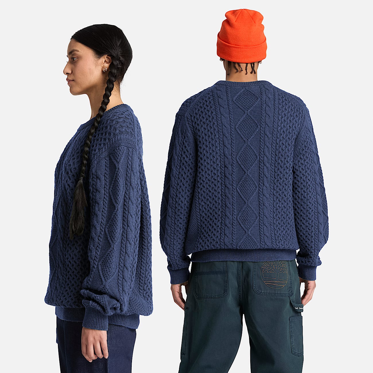Phillips Brook CableKnit Crewneck Jumper for Men in Dark Blue TBL Blue ALT2
