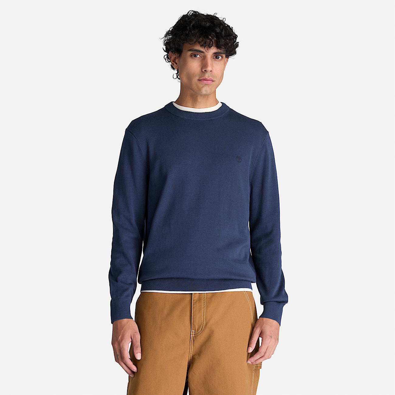 Williams River Cotton Crewneck Jumper for Men in Dark Blue TBL Blue ALT1