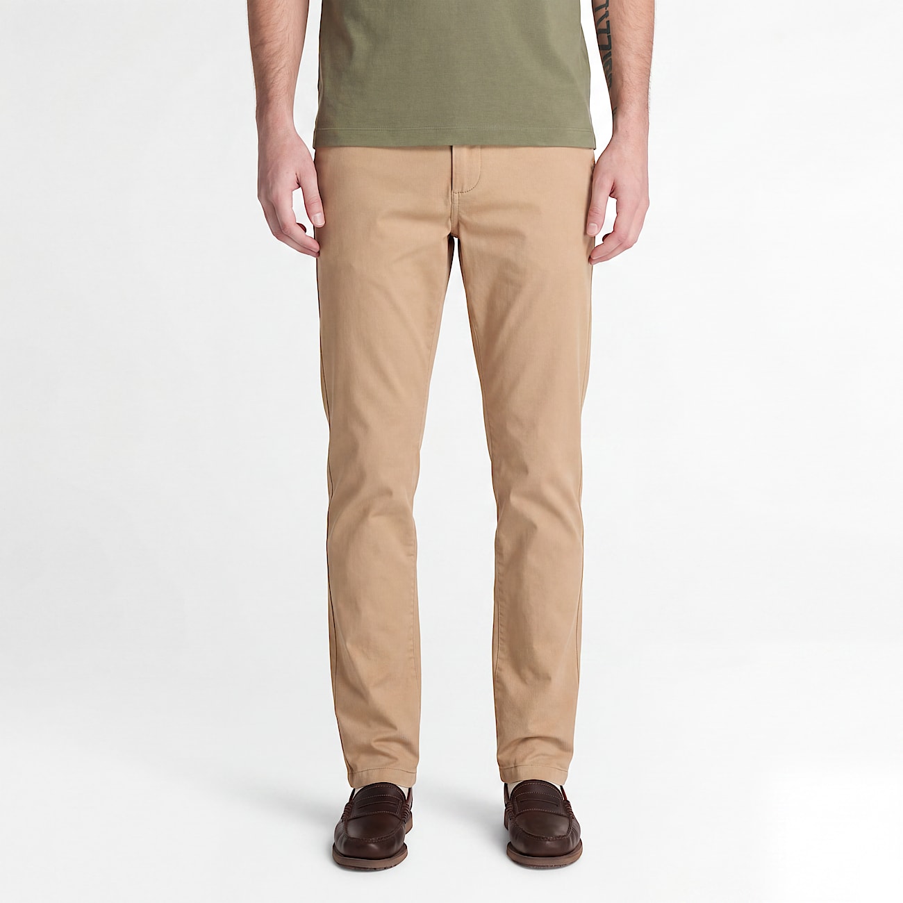 Claremont Slim Twill Chino Trouser for Men in Light Brown TBL Brown ALT1