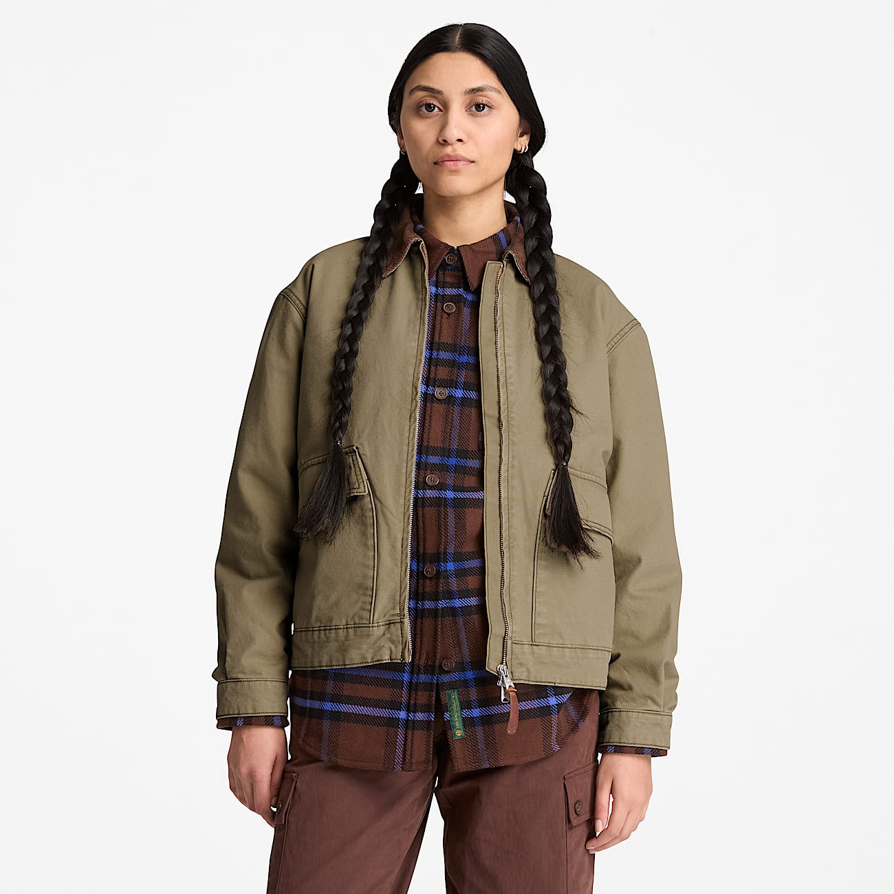Chaqueta de lona lavada Strafford 20 para mujer en verde oscuro TBL verde ALT1