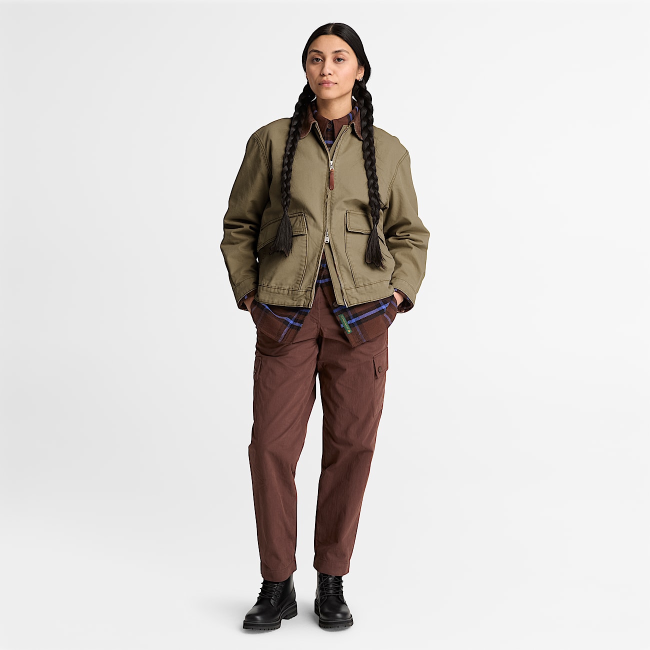 Chaqueta de lona lavada Strafford 20 para mujer en verde oscuro TBL verde ALT2