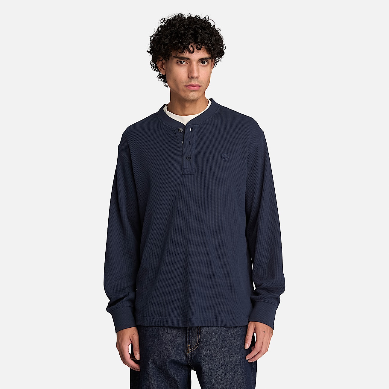Langrmeliges Wharf River Polohemd mit Waffelstruktur fr Herren in Dunkelblau TBL Blau ALT1