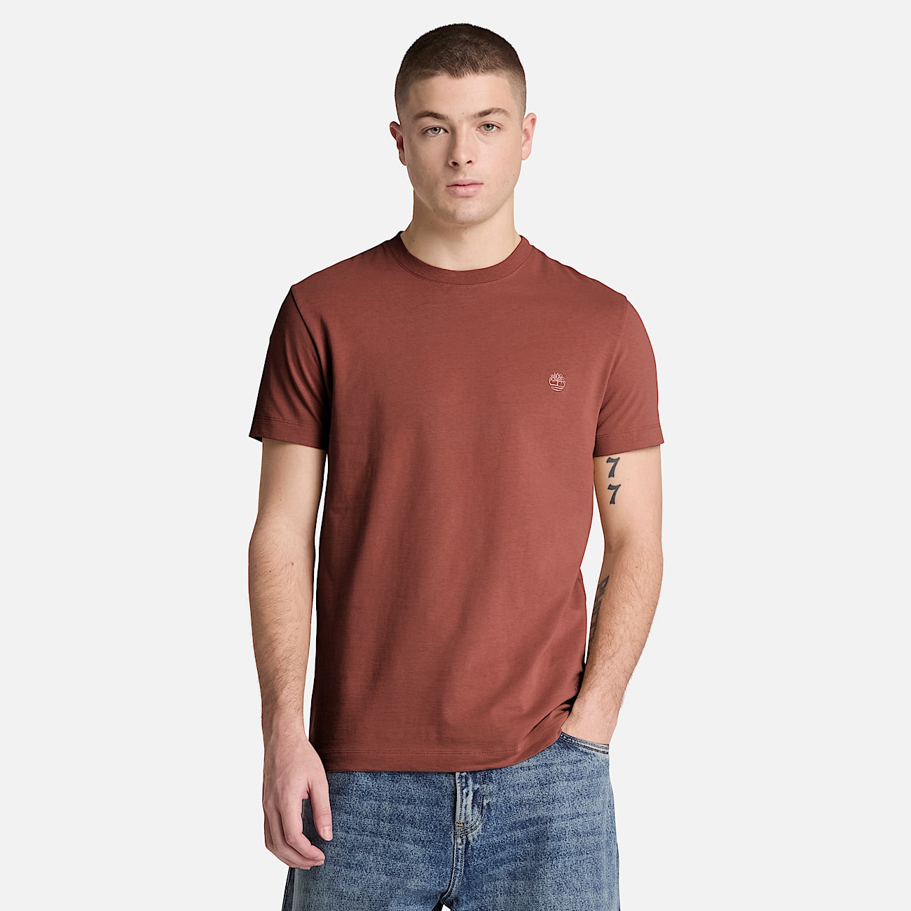 Dunstan River Slim ShortSleeve TShirt for Men in Brown TBL Brown ALT1