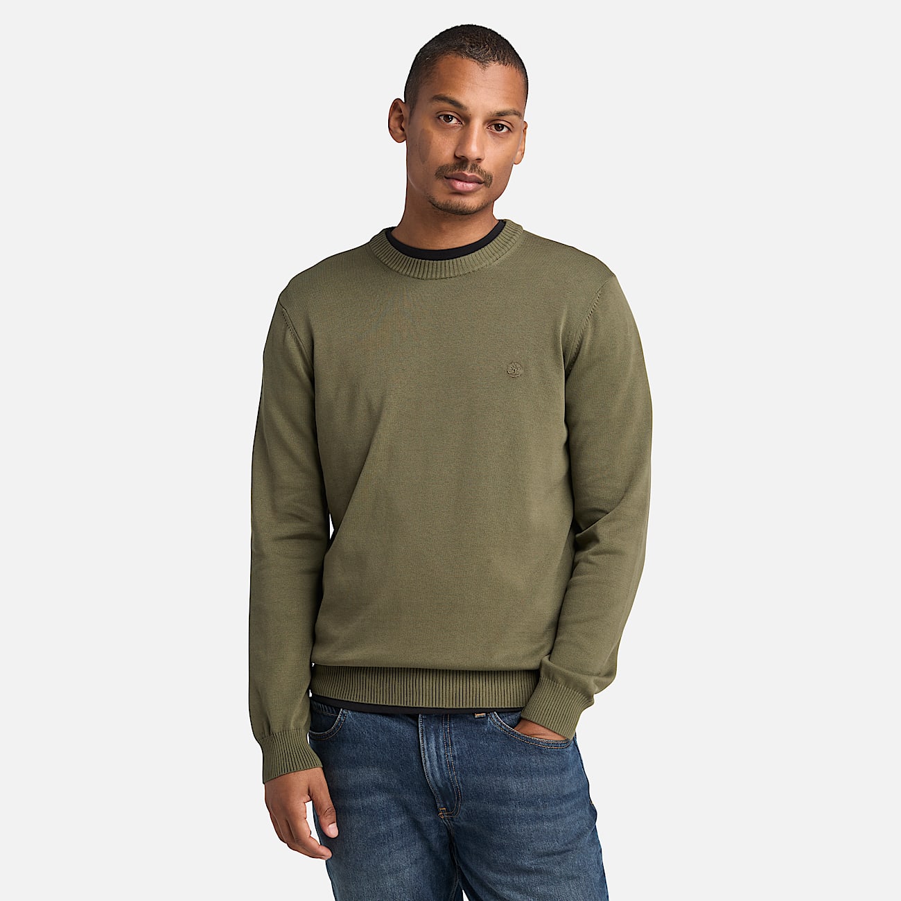 Merrymack River Garment Dyed Jumper for Men in Green TBL Grn ALT1