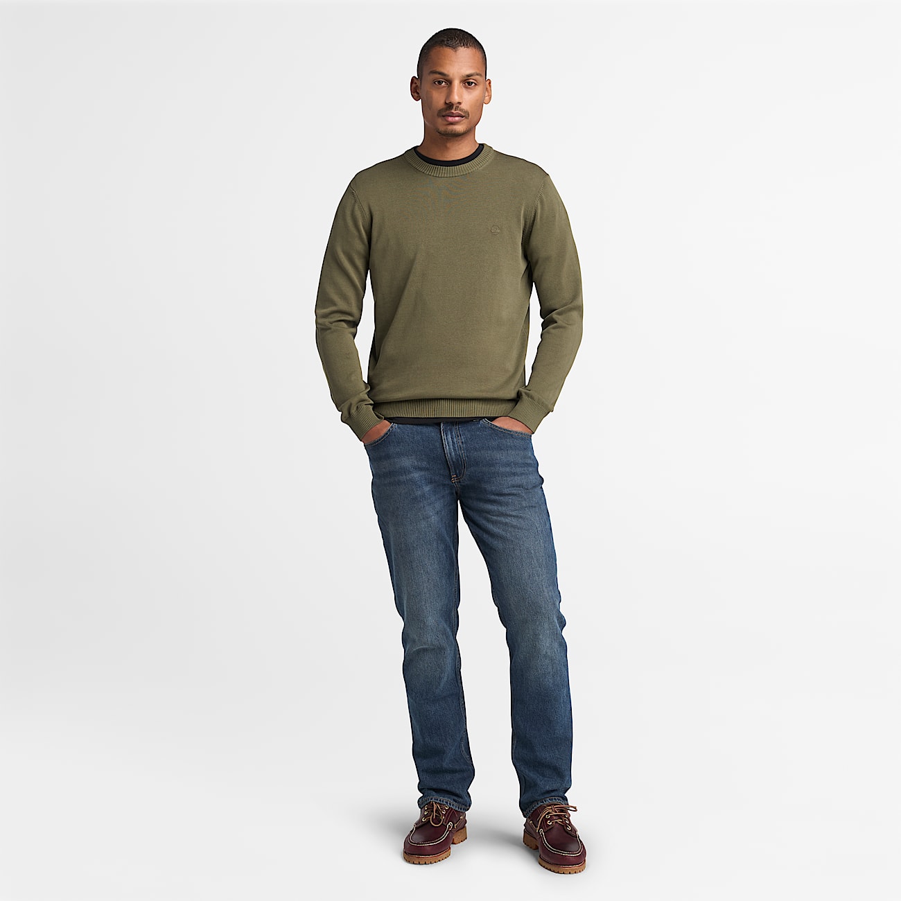Merrymack River Garment Dyed Jumper for Men in Green TBL Grn ALT2