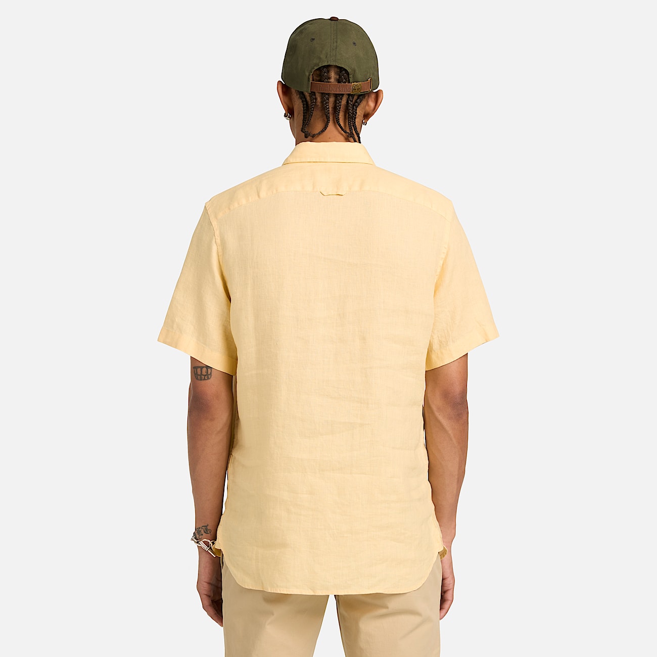 Mill Brook Linen ShortSleeve Shirt for Men in Yellow TBL Gul ALT8