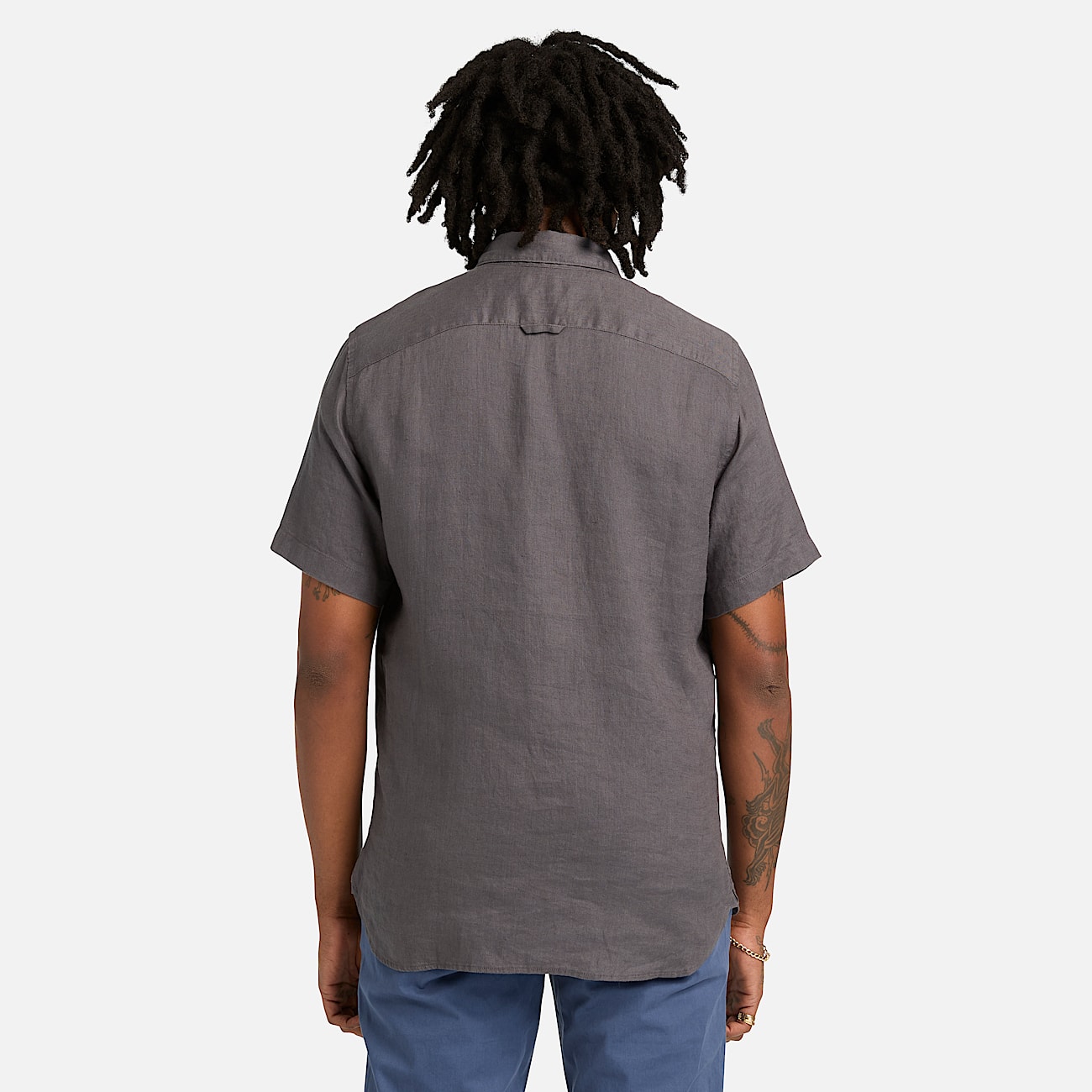 Mill Brook Linen ShortSleeve Shirt for Men in Grey TBL Gr ALT8