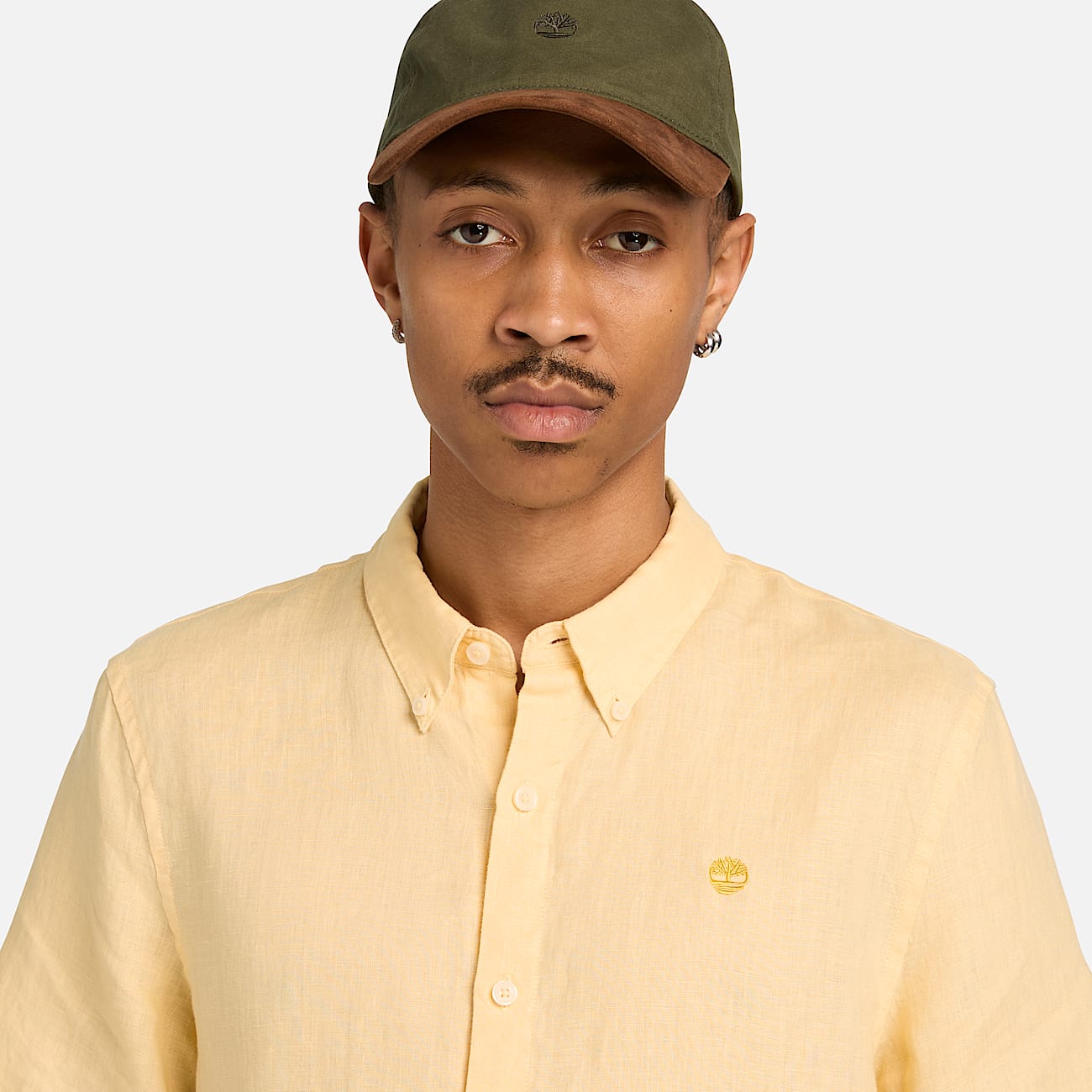 Mill Brook Linen ShortSleeve Shirt for Men in Yellow TBL Gul ALT3