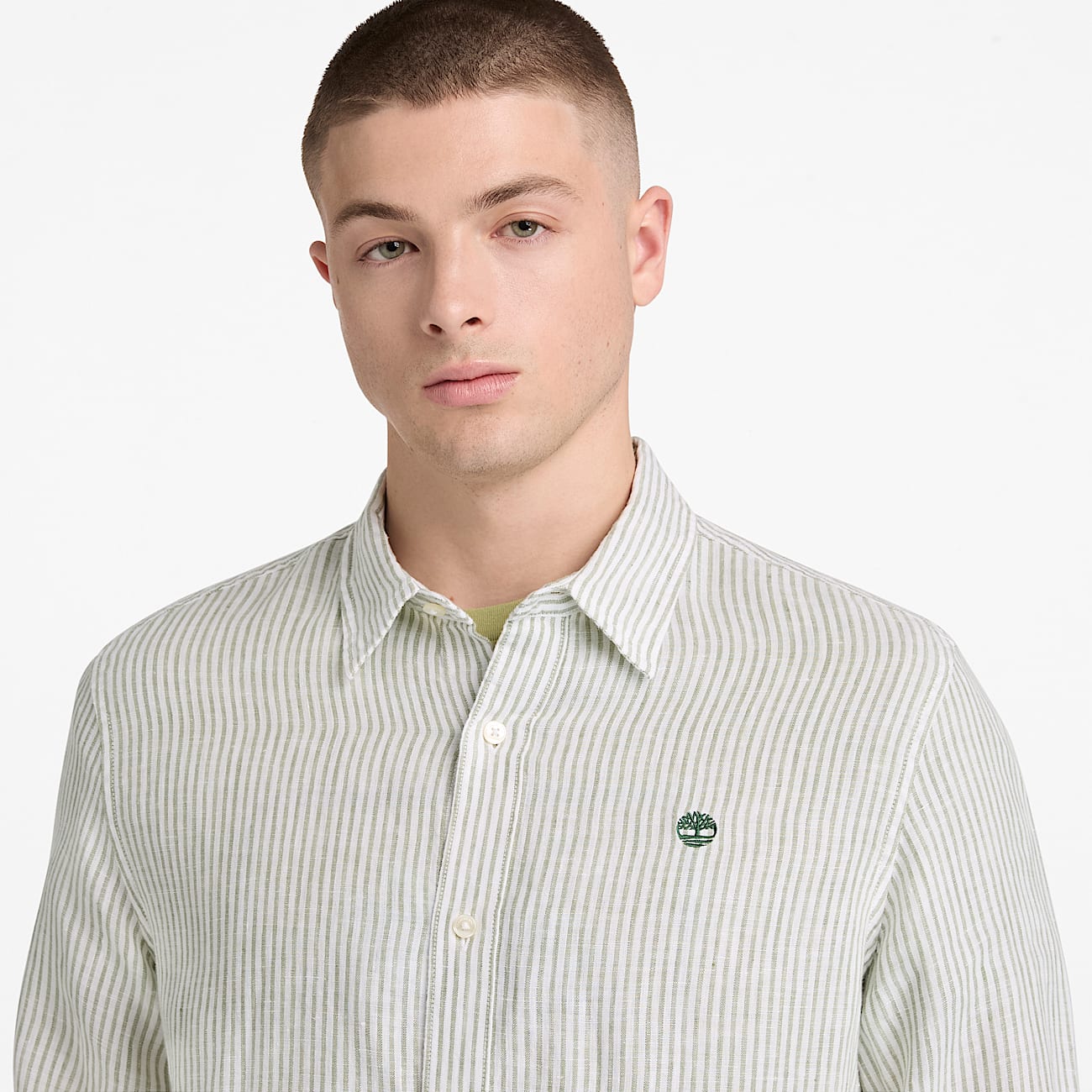Camicia in Lino Vestibilit Regular Mill Brook da Uomo in verde TBL verde ALT3