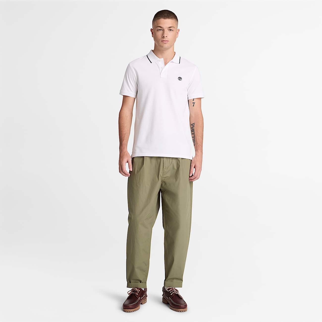 Polo a Maniche Corte con Colletto Stampato Millers River da Uomo in bianco TBL bianco ALT2