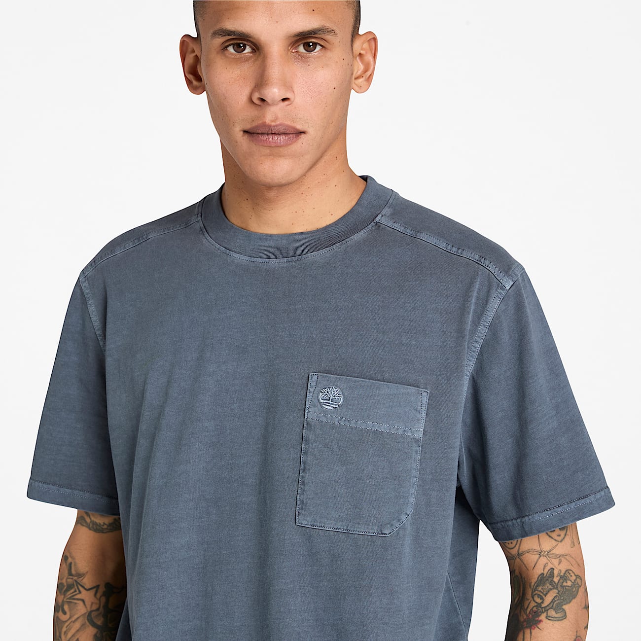 Merrymack River Garment Dyed Chest Pocket TShirt for Men in Blue TBL Blue ALT3