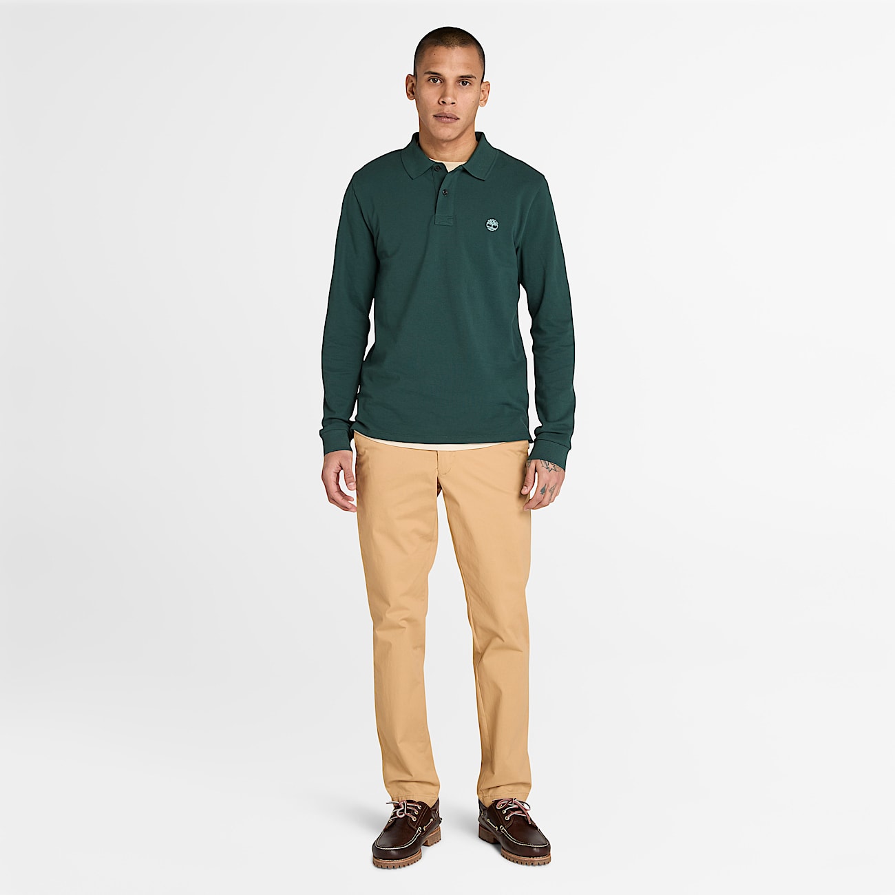 Claremont Twill Chino Trouser fr herr i gul TBL Beige ALT2