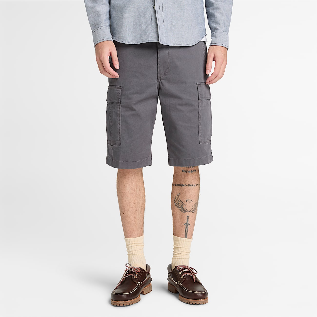 Brookline Twill Cargo Short for Men in Grey TBL Gr ALT1