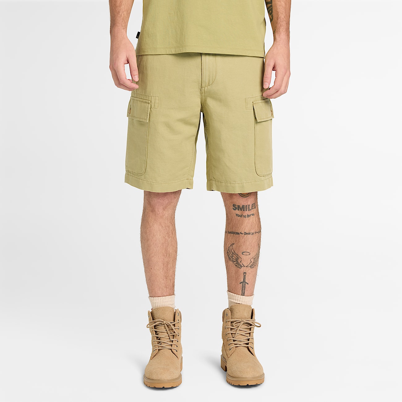 Brookline CottonLinen Cargo Short for Men in Green TBL Grn ALT1