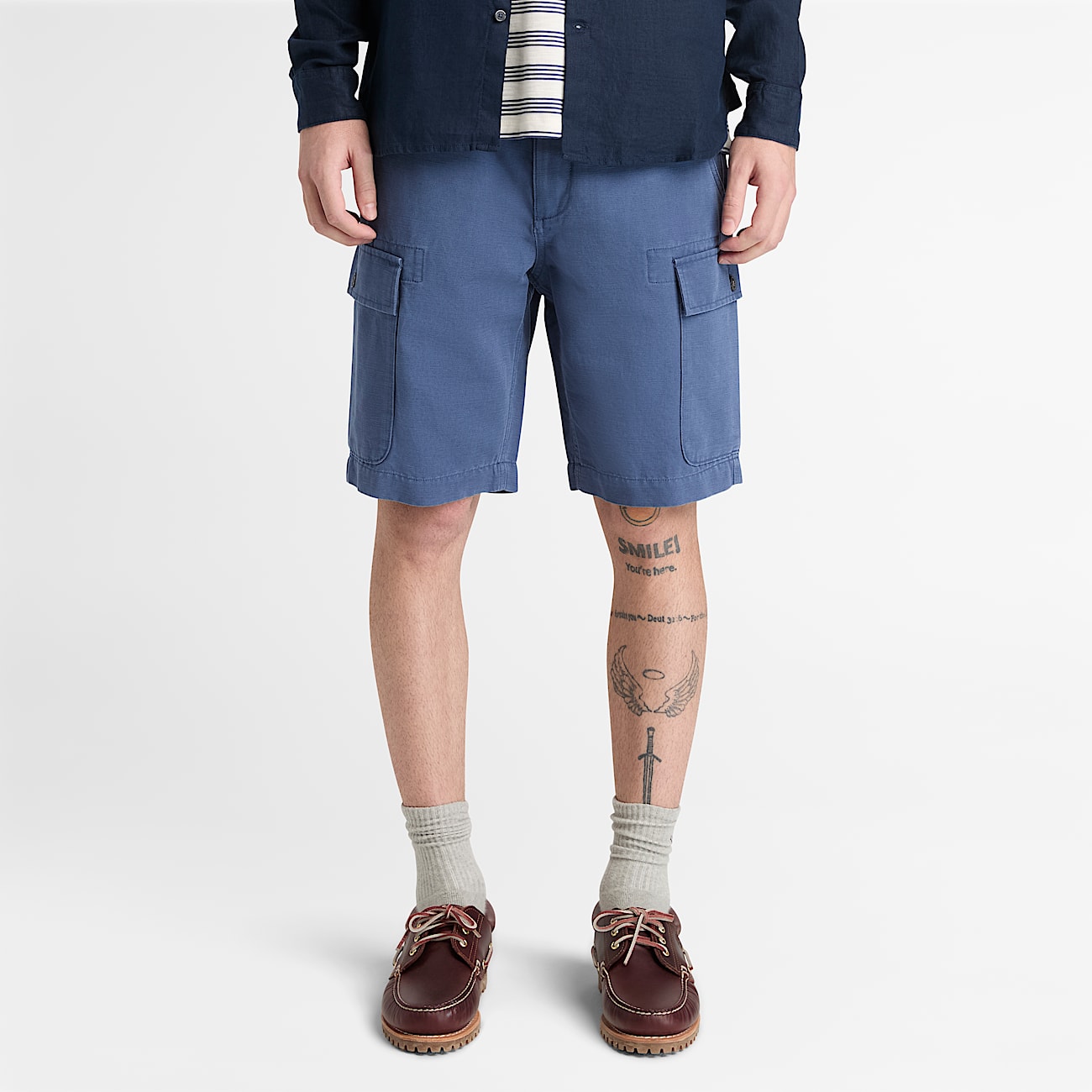 Brookline CottonLinen Cargo Short for Men in Blue TBL Bl ALT1