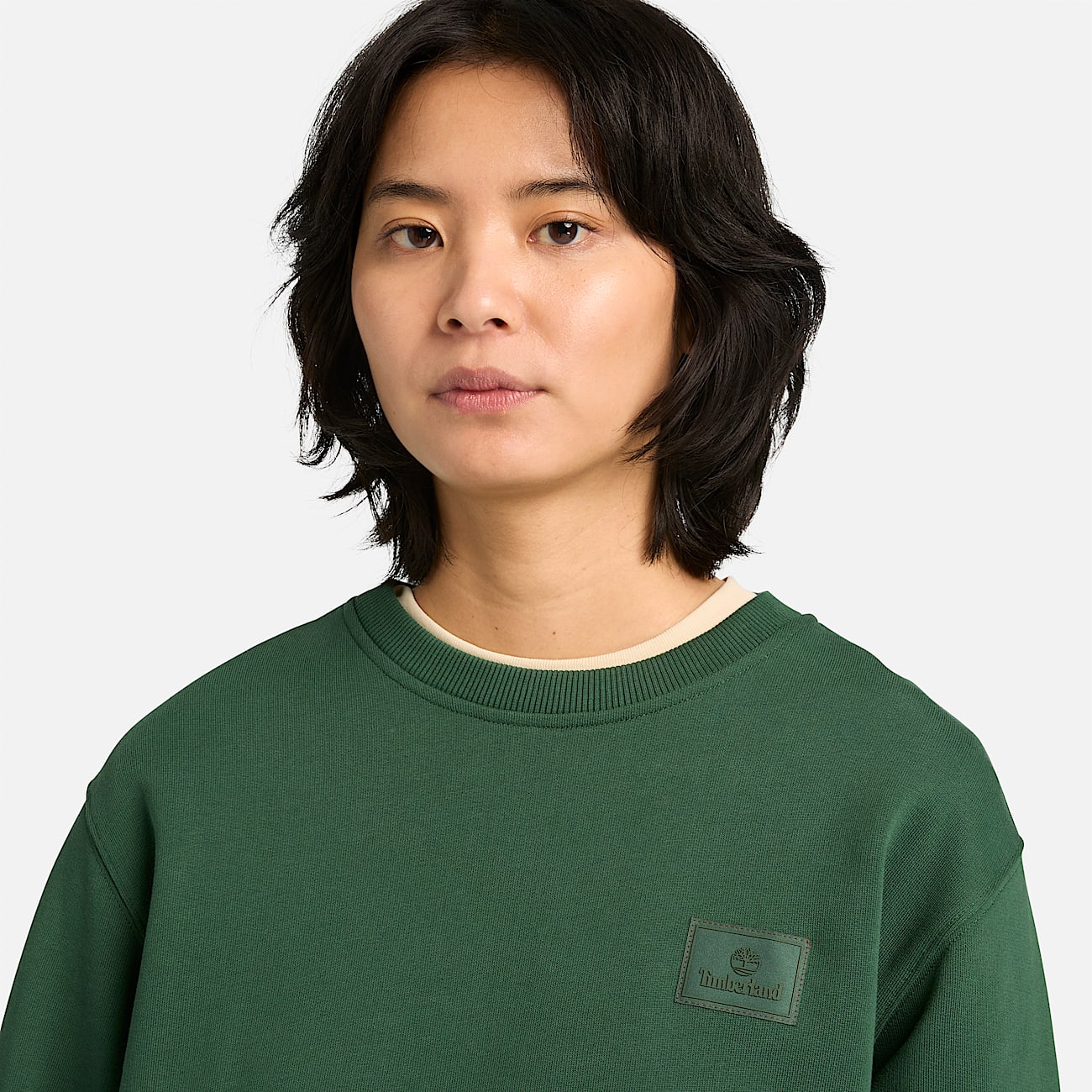Felpa Girocollo con Targhetta in Silicone da Uomo in verde TBL verde ALT4
