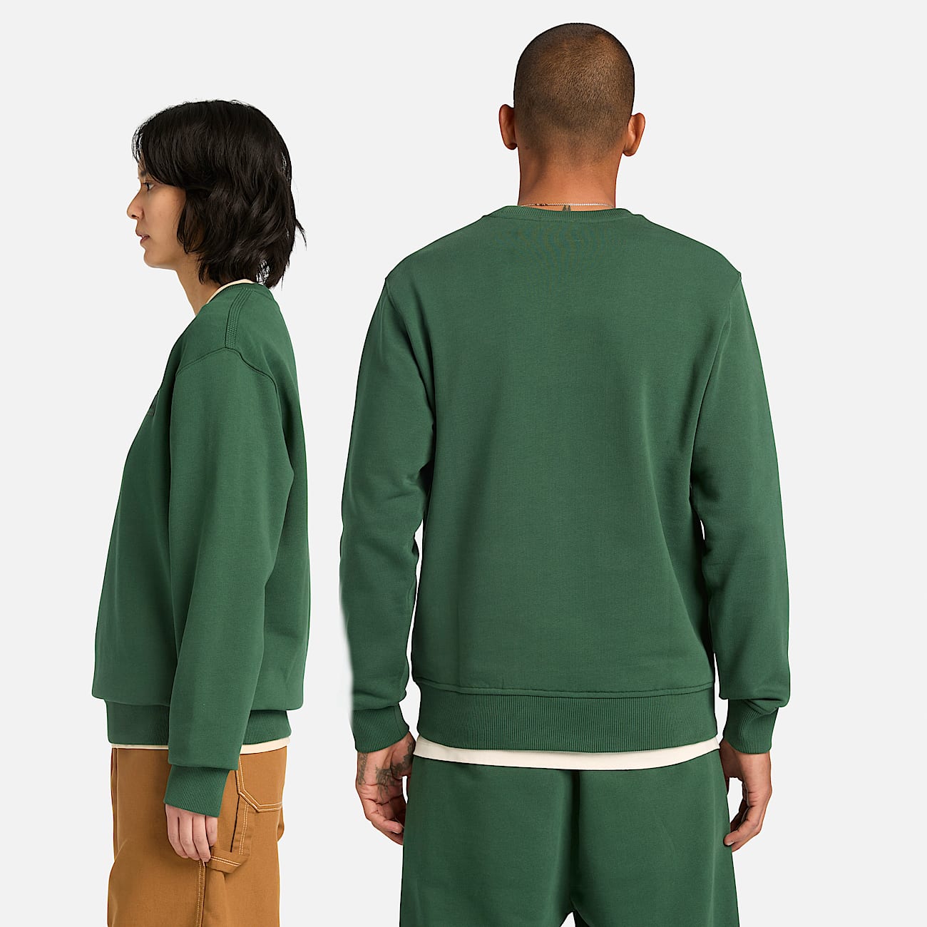 Felpa Girocollo con Targhetta in Silicone da Uomo in verde TBL verde ALT2