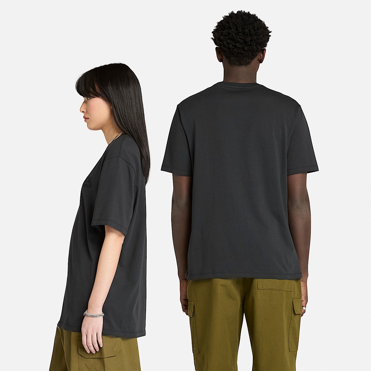 Tshirt a Maniche Corte con Targhetta in Silicone da Uomo in nero TBL nero ALT1