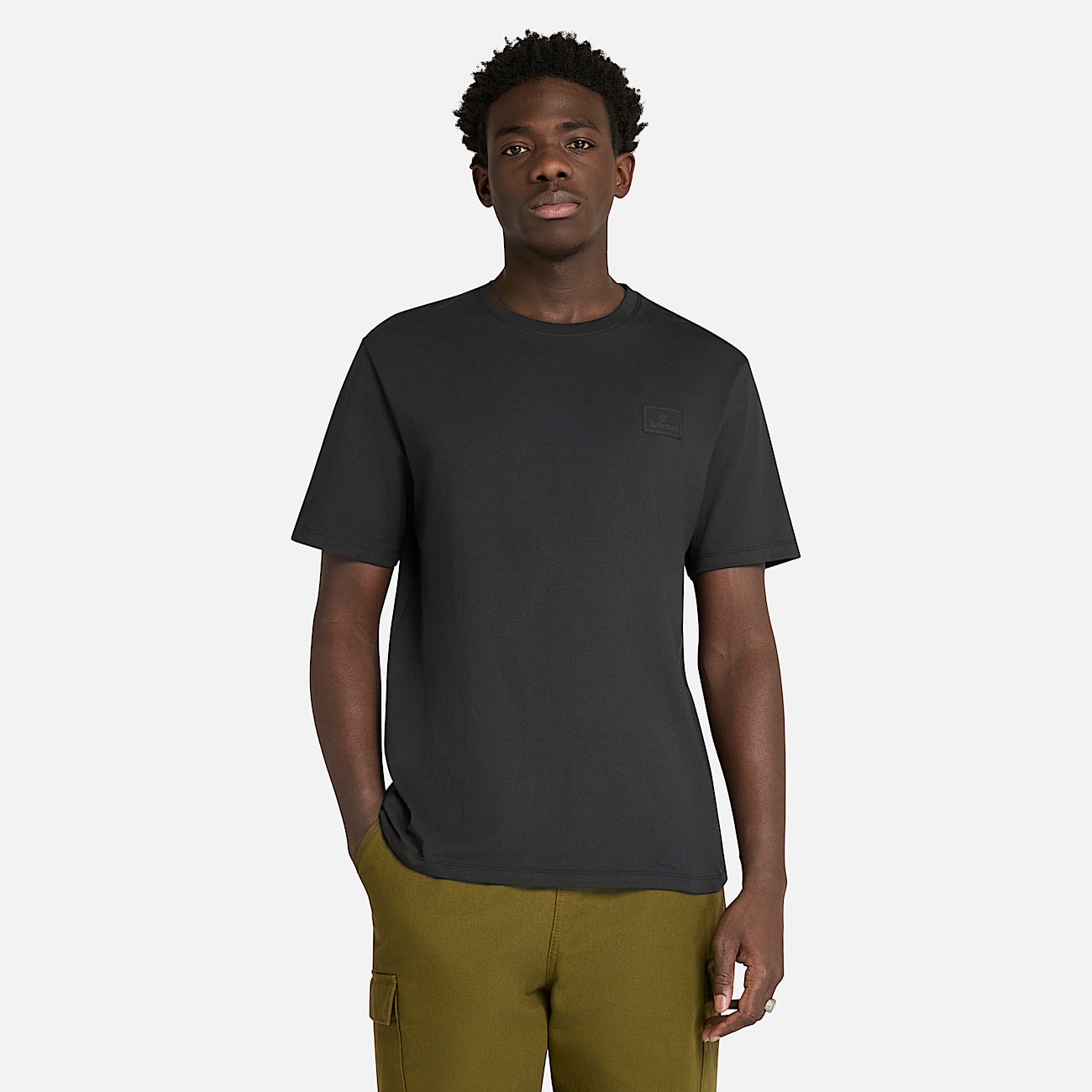 Tshirt a Maniche Corte con Targhetta in Silicone da Uomo in nero TBL nero ALT2